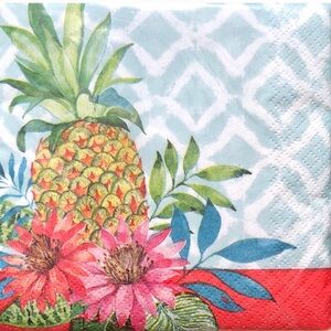 Creative Converting Tropical Pineapple Cocktail Beverage Paper Napkins, 40 ct
